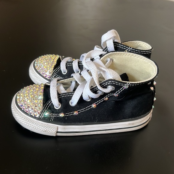 Converse: Custom blinged out Converse All Stars. High top. Kids size 9 - Picture 2 of 5